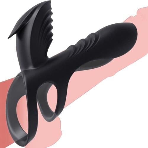 Silicone Penis Ring Dual Ring Penis Enlargement Cock Ring Delayed Ejaculation Sex Toys For Men Erection Clitoris Stimulation