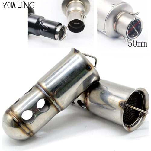 Universal 51MM Front Mid End Catalyst DB Killer Motorcycle Exhaust Pipe Muffler Silencer Noise Sound Eliminator
