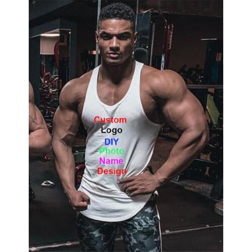 Your OWN Design Brand Logo Picture letters Custom Men DIY Cotton Tank Top Gym Bodybuilding Sleeveless Shirt Fitness Clothing