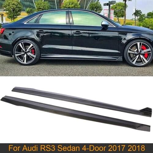 High Quality Carbon Fiber Car Side Skirt for Audi RS3 Sedan 4-Door 2017 2018 Car Sticker Spoiler Non A3 S3 Standard