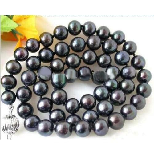 Fine jewelry 25"9-10 mm Gray Coin Freshwater Pearl Necklace