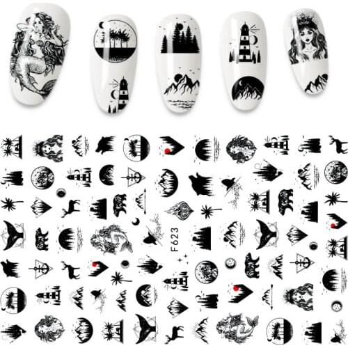 1 sheet 3D Nail Sticker Mermaid Heart Image Nail Art Decorations Stickers For Nail Manicure 2021 New