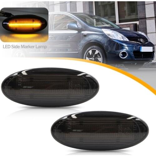 2Pcs LED Side Marker Lights Fender Laterial Turn Signal Lamps Smoked Lens Indicators for Nissan NOTE 2006 2007 2008 2010 2012