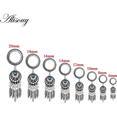 2PCS Stainless Steel Pendant Ear Plugs Retro Tunnels Ear Piercings Screw Expansion Ear Stretched Piercing Fresh Tunnels Jewelry