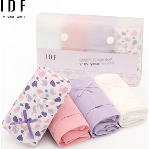 4pcs/Lot Ladies panties female cotton briefs mid waist Underwear womens intimates ligerie
