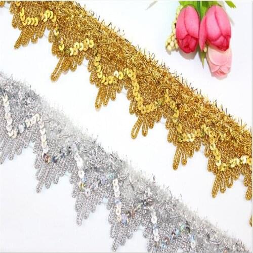 4cm crown gold and silver sequined lace accessories sequined lace gold and silver