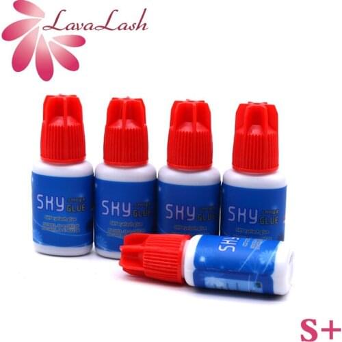 5 Bottles Original Korea Sky Glue Red Cap S+ Glue 5ml 1-2s Drying Time for Eyelash Extension MSDS Adhesive Beauty Shop Wholesale