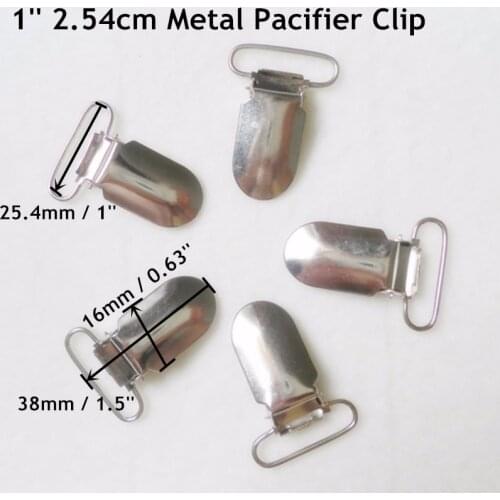 50pcs/lot Lead Free metal baby pacifier clip 1 inch 2.5CM suspender clips soother clip dummy clips