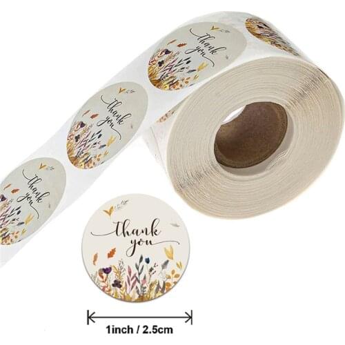 500 pieces/roll 1 inch sealing sticker thank you flower handmade crafts wedding decoration sticker label scrapbook sticker