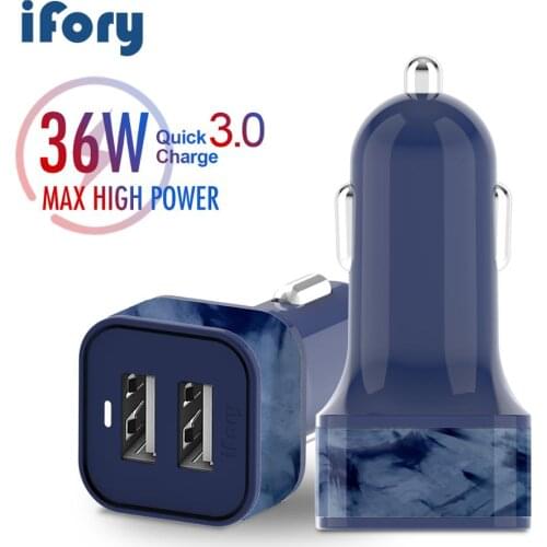 IFory Car Charger 3A Dual USB Quick Charger 36W Aluminum Adapter With LED, Universal Mobile Phone for Xiaomi Samsung iPhone 11