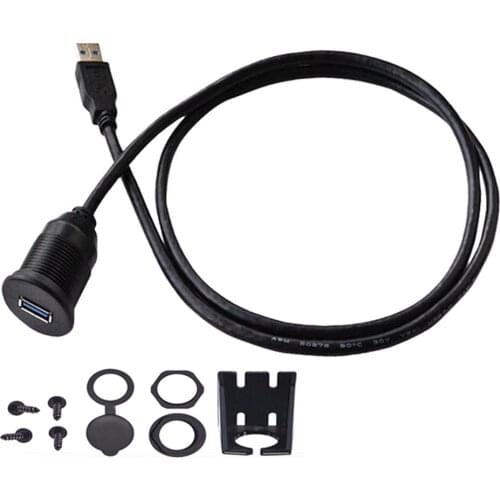 USB 3.0 Male to USB 3.0 Female AUX Flush Mount Car Mount Extension Cable for Car Truck Boat Motorcycle Dashboard Panel -(3 Fee