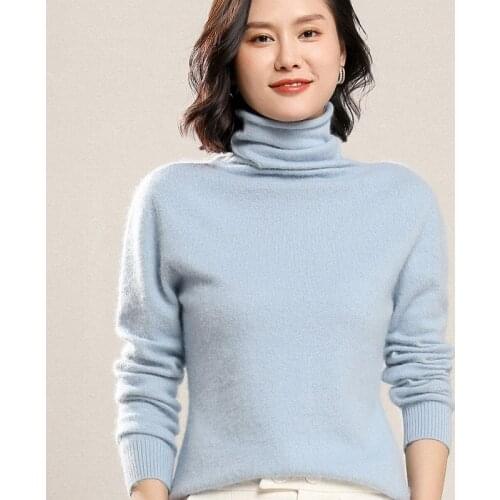BELIARST 2021 Autumn And Winter New Ladies Pile Collar Pullover Pure Mink Cashmere Sweater Knitted Long-Sleeved Fashion Casual