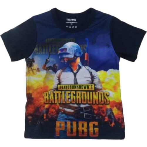 ÇET-PUBG Digital Printed Navy Blue Short-Sleeve Combed Cotton Male Child T-Shirt 439980813