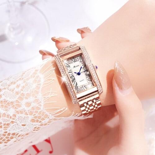 Meibin Diamond Classic Women Rose Gold Top Brand Luxury Lady Dress Business Fashion Casual Waterproof Watches Quartz Wristwatch