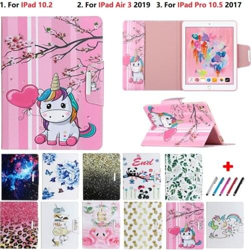 For iPad 10 2 Case 2020 2019 Wallet Stand Tablet For iPad 10.2 Case iPad 8 7 7th 8th Gen Case Kawaii Unicorn Kids Air 3 Funda