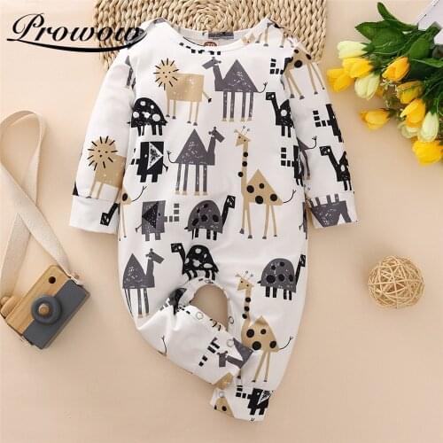 Prowow Animals Baby Boys Overalls Cartoon Nebworn Jumpsuits For Kids Baby Clothing Long Sleeve Infant Bobysuits Babys Rompers