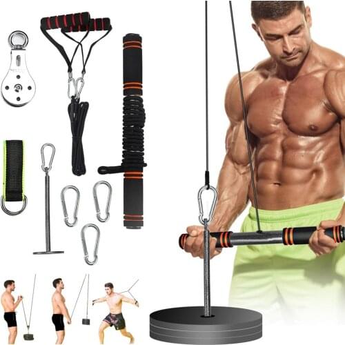 Diy fitness pulley Cable System LAT and Lift Forearm Wrist Weight Machine for Triceps Pull Down Home Gym Equipment