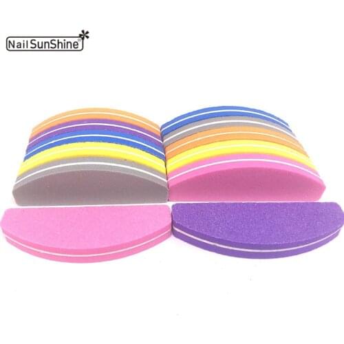 20pcs/lot Double Side Nail Files Buffer 100/180 Sponge Boat Lime a Ongle Nail File Art Tools Washable Buffing Sanding Manicure