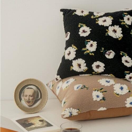French 3D Floral Throw Pillow Case Vintage Daisy Back Support Cushion Cover Pillowcase Decorative Home Office Decor 45x45cm