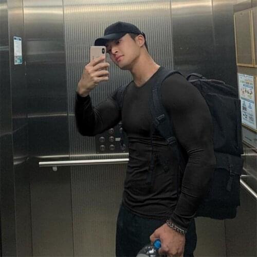 Running T-Shirts Men Compression Quick Dry T shirt Sport Skinny Long Sleeve Tee Shirt Gym Fitness Bodybuilding Workout Clothing