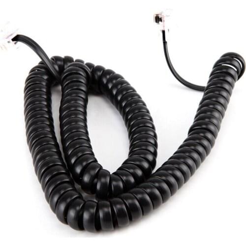 GuSou 2 x Telephone Handset Cable Curly CORD RJ10 Black Coiled Phone Lead 2m Lenght