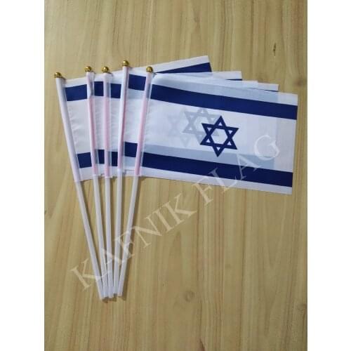 KAFNIK,5pcs Israeli flag Israel hand flags 14 * 21CM National Flag Free Shipping