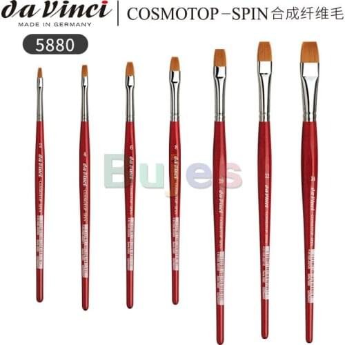 Da Vinci Brushes FBA 06 da Vinci Watercolor Series 5880 CosmoTop Spin Paint Brush, Flat Synthetic with Red Handle, Size 2-24