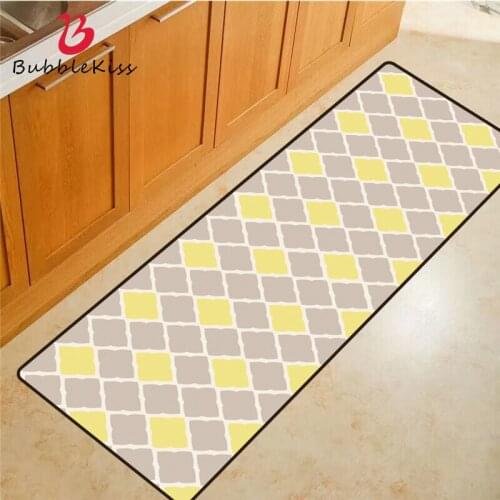 Bubble Kiss Modern Style Kitchen Mat Geometry Printed Dirty-proof Long Hallway Floor Mat Non-slip Bathroom Entrance Doormat