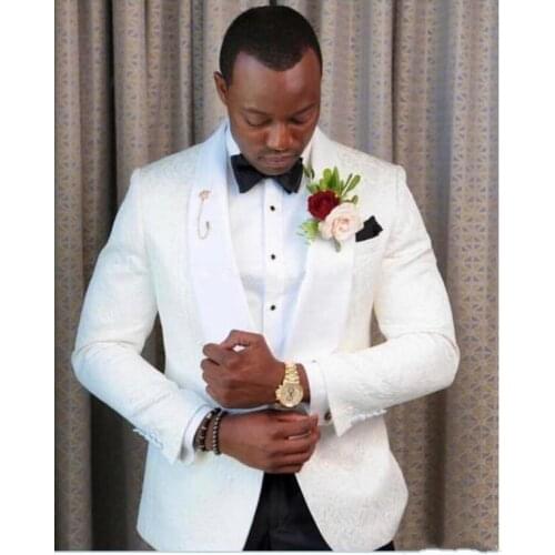 Handsome Groomsmen Embossing Groom Tuxedos Mens Wedding Dress Man Jacket Blazer Prom Dinner (Jacket+Pants+Tie) K21