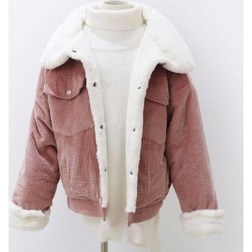 Woman Loose Corduroy Jacket Women New Thick Winter lambswool Jackets Ladies Cute Outerwear Coat Warm Parka jackets woman jacket