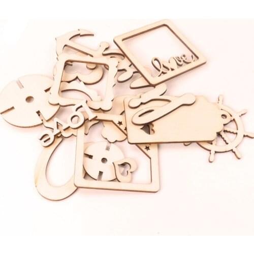 10-80mm 30pcs Natural Wooden Hollow Flower Square Handmade Scrapbookings Crafts Painting Accessory Home Decoration DIY MZ417