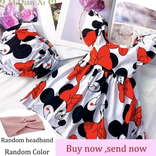 Summer Baby Girls Clothing Sets Cartoon Minnie Dress+underwear+Random Headband 3pcs Infant Newborn Baby Girls Outfits Clothes