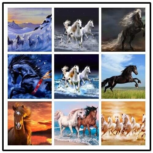 LIPHISFUN Full Drill Diamond Painting Handmade Cross Stitch Embroidery Square/round DIY Horse Animal