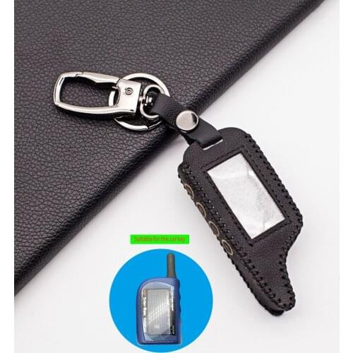 M4 M3 Russian version stylish leather keychain case for Scher Khan magicar 4 3 lcd remote two way car alarm system