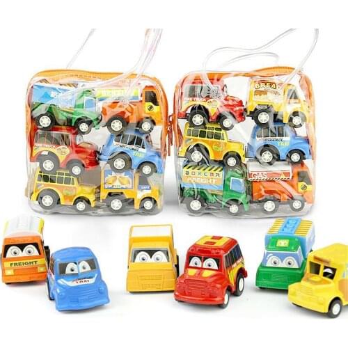 Simulation mini car model plastic safety bag of six gifts childrens educational toys