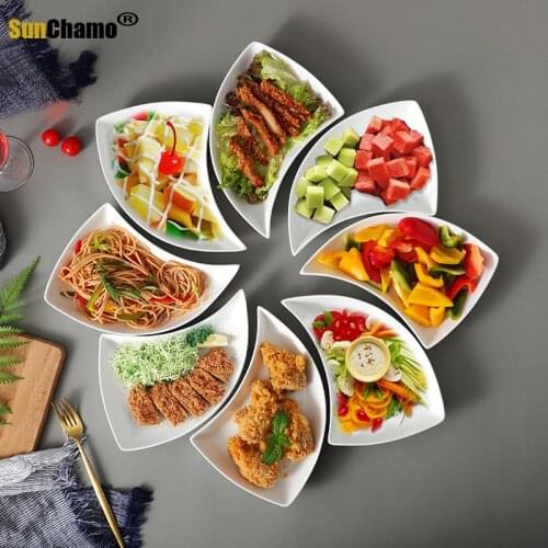 Fashion Ceramic Household Creative Vegetable Plate Deep Swing Plate Tableware Set Dim Sum Fruit Plate Tablewares Kitchen Dining