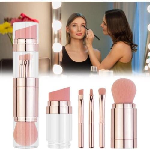 5 In 1 Makeup Brush Set Foundation Brush Lip Brush Powder Puff Blush Brush Eye Shadow Highlight Brush Makeup Brush Tool