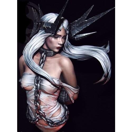 Unassambled 1/10 ancient warrior woman with long hair bust Resin figure miniature model kits Unpainted