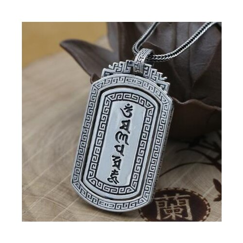 NEW! 100% 925 Silver Buddhist Mantra Pendant Real Sterling Tibetan OM Mani Padme Hum Pendant Buddhist Necklace Pendant