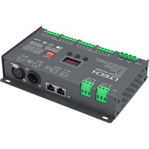 New Led DMX-PWM Decoder;DC12-24V input;3A*16CH Max 48A 1152W output XLR-3/RJ45/Green Terminal Port 16 Channel Decoder