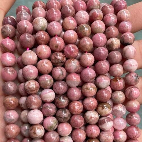 Genuine Natural Rhodonite Stone Beads 6/8/10mm Round Loose No Dyed Rhodochrosite Bead DIY Bracelet Necklace Jewelry Making 15