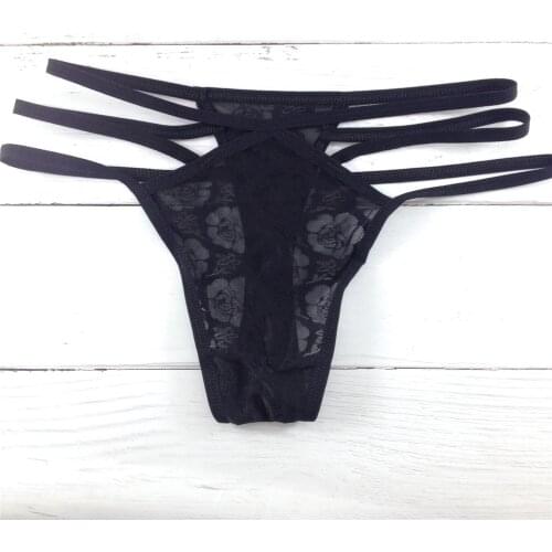 Womens appeal underwear lace jacquard transparent sexy low waist thin belt t-string pants T pants women 3191