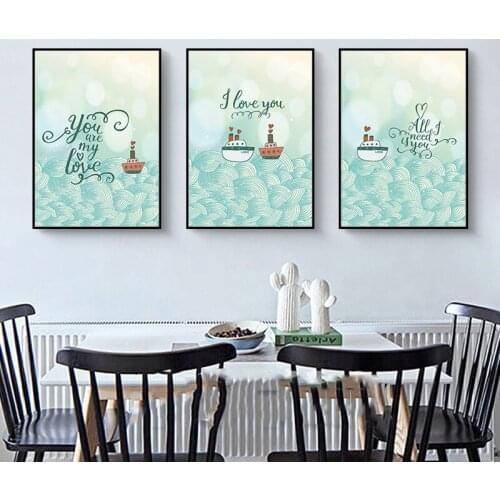 Moderb Animal Cartoon Series Cute Paintings on Canvas Nordic Prints and Posters Mountain Decoration Pictures for Room