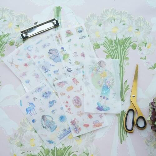6 sheet Goddess of the Moon theme July girl style paper ticker tag design Gift Tag gift Decoration scrapbooking DIY Sticker