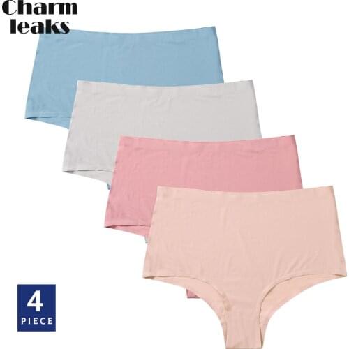 Charmleaks Women High Waist Panties Non Marking Comfort Underwear Boyshort Briefs Lingerie Soft Skin-Friendly Seamless 4PCS