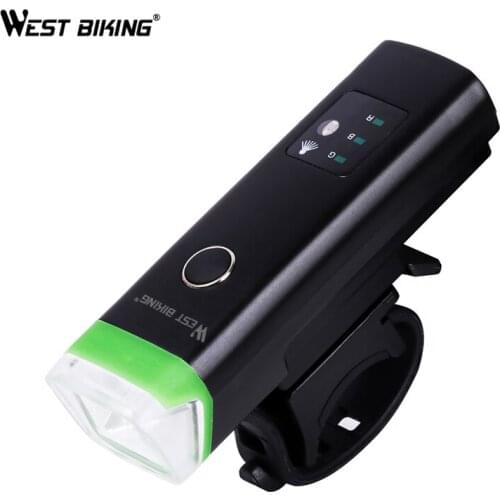 WEST BIKING 1200mAh Cycling Smart Induction Front Light Waterproof LED Bike Bicycle Flashlight USB Charging Torch Headlight