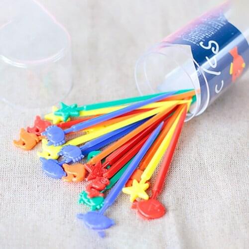 Japanese Mini Plastic Kids Fruit Picks Cartoon Fork For Children Bento Picks Snack Cake Dessert Food Lunch Box Accessories