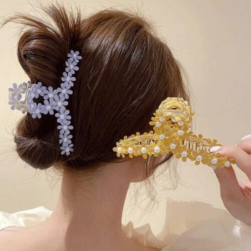 New Pearl Flower Hair Clip Women Elegant Geometric Hair Claw Hair Clips Headband Hairpin Fashion Hair Accessories