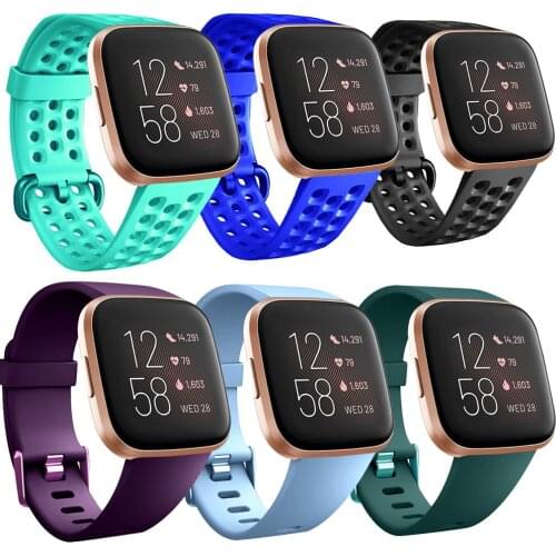 Replacement for Fitbit Versa Bands Black, Breathable Sport Watch Straps Compatible with Fitbit Versa/Versa Lite Edition/Versa 2