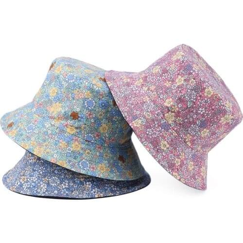 2021 Fashion Floral Print Bucket Hat Women Cotton Bucket Hats Women Summer Sunscreen Panama Hat Outdoor Fisherman Hat Beach Cap